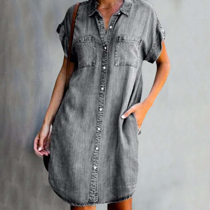 Ava™ Stylish Denim Dress with Belly Coverage