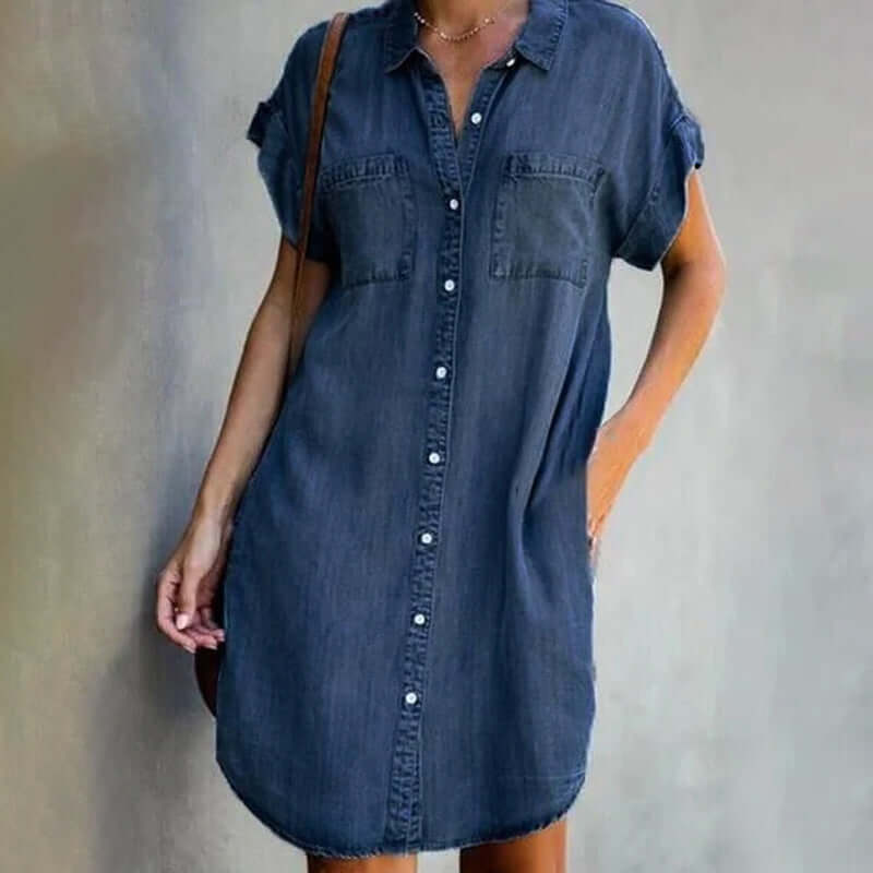 Ava™ Stylish Denim Dress with Belly Coverage