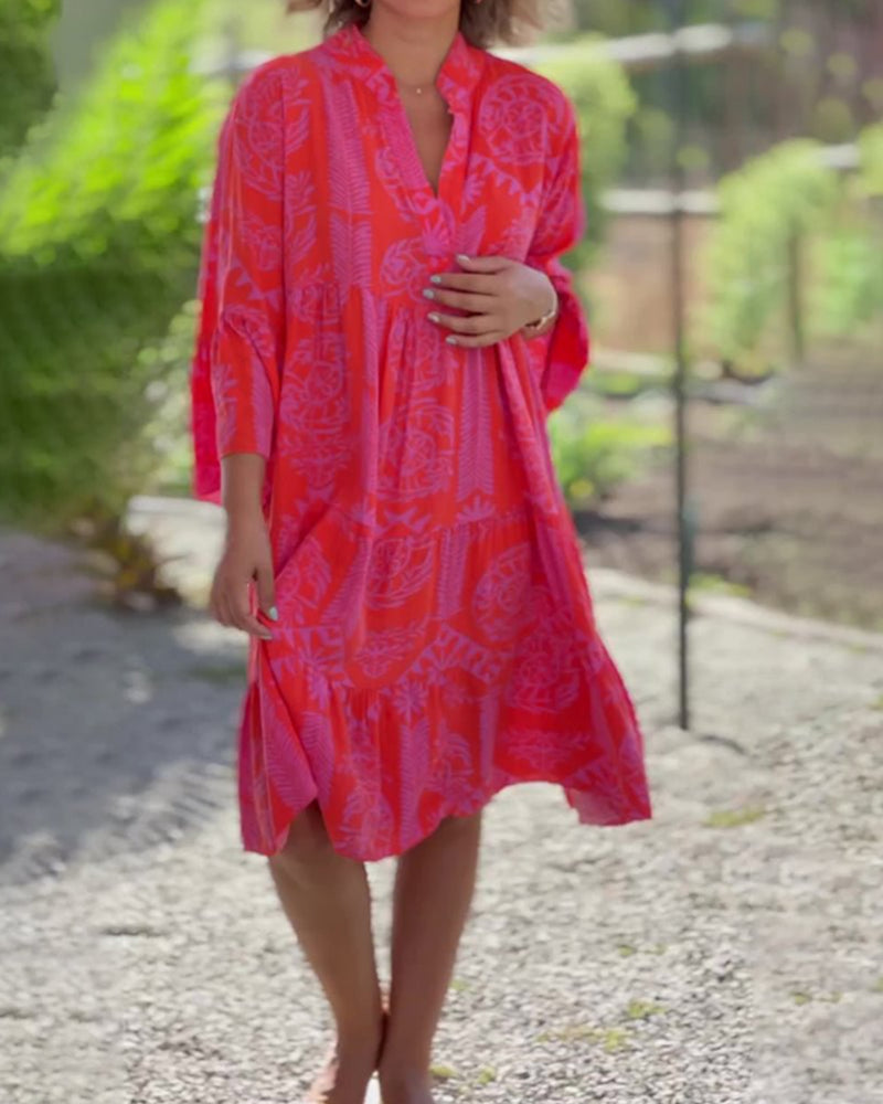 Sara™ Boho Style Loose Sleeve Dress