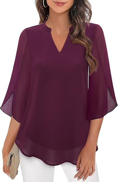 Rosely™ Elegant Double Layer Chiffon Blouse