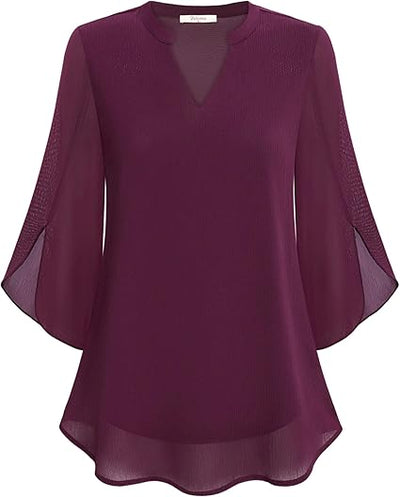 Rosely™ Elegant Double Layer Chiffon Blouse