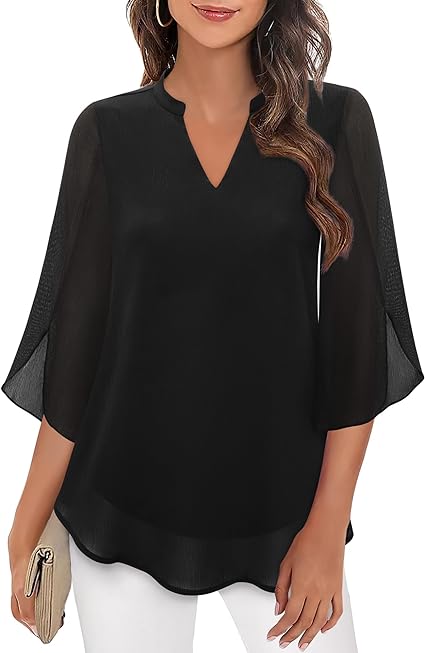 Rosely™ Elegant Double Layer Chiffon Blouse