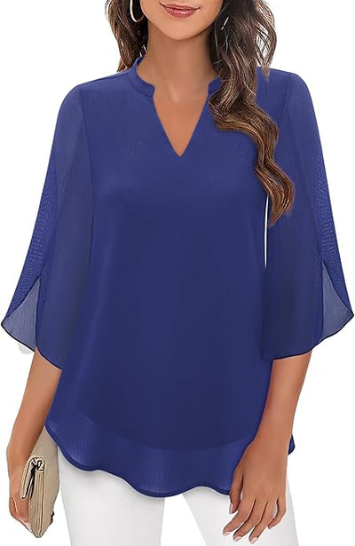 Rosely™ Elegant Double Layer Chiffon Blouse