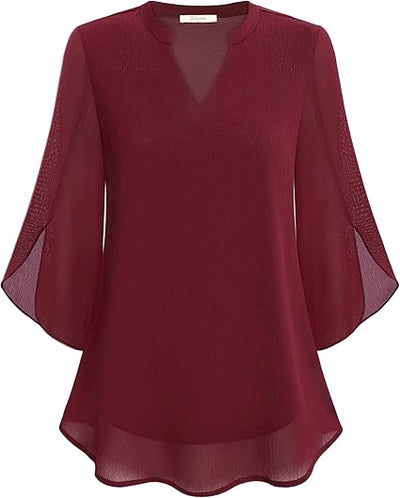 Rosely™ Elegant Double Layer Chiffon Blouse